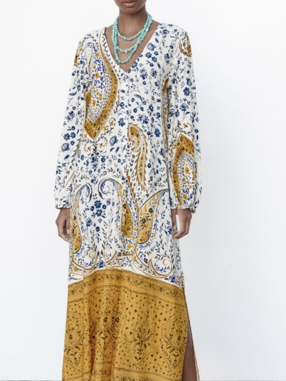 Zara Women'sc Paisley Print Maxi Dress. Tunic.